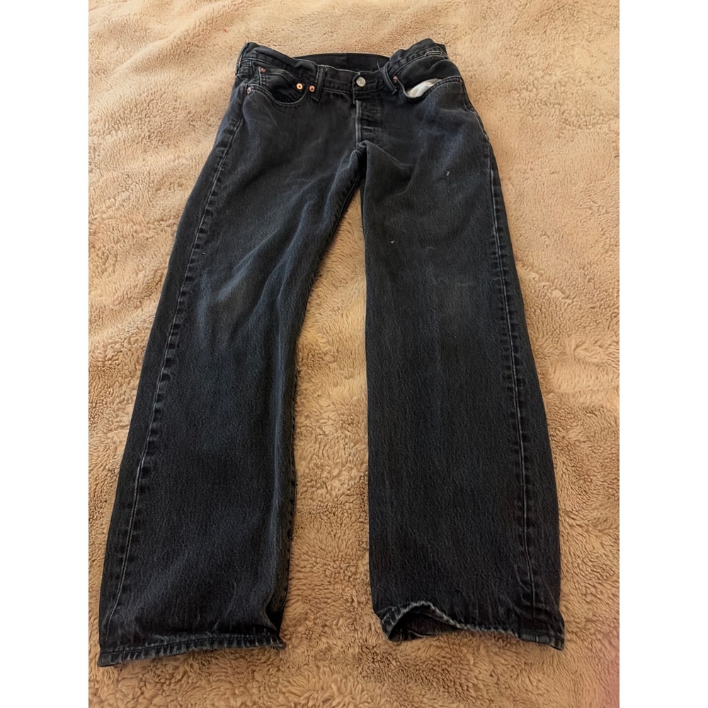Levis 501 Original Fit Mens Black Faded Straight Leg Button Fly Jeans 34x30